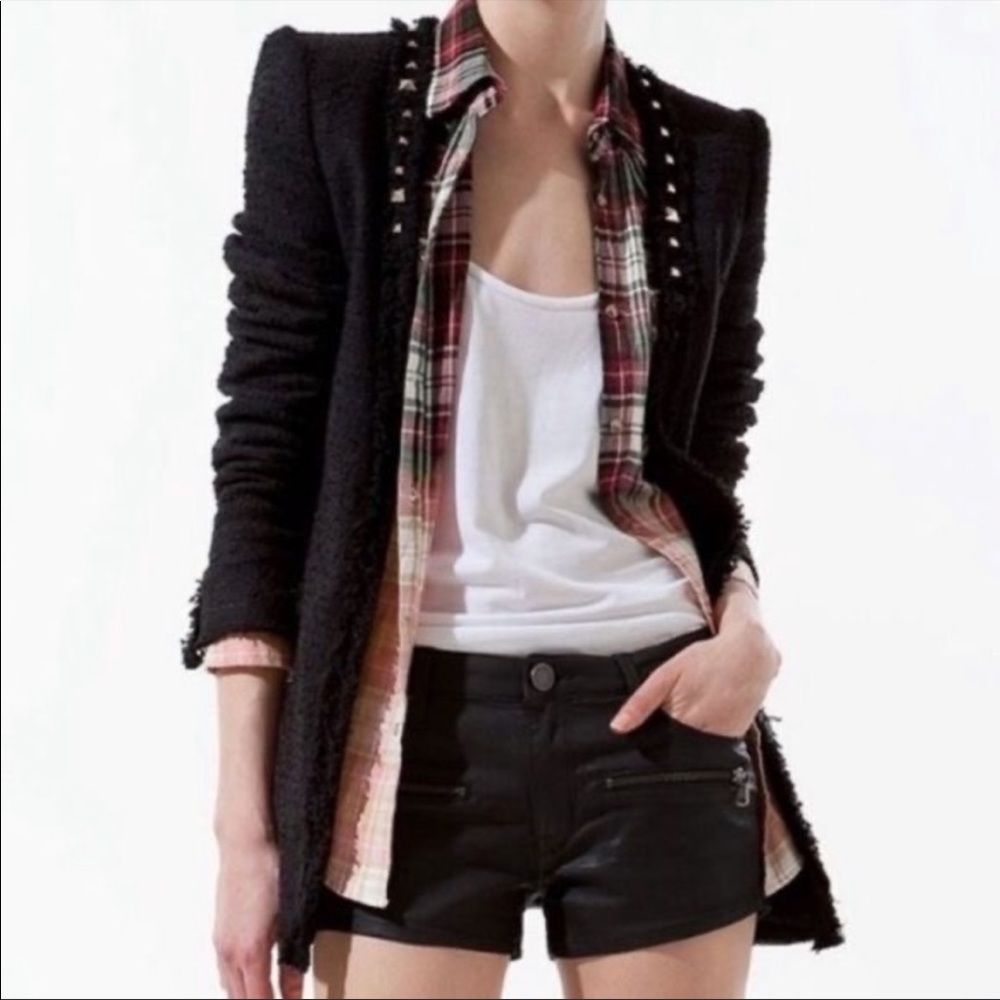 Zara Black Studded Blazer with Tailored Fit